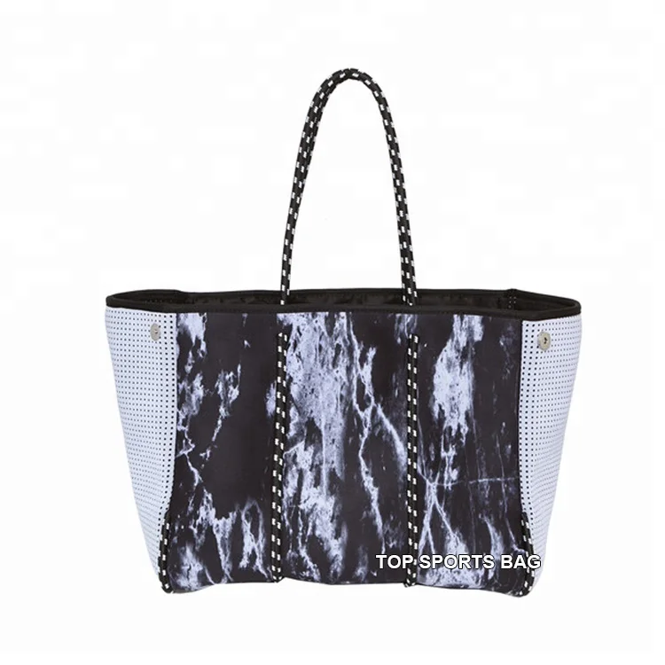 

Marbling Popular Perforated Personalized Neoprene Shopping Bag Beach Tote