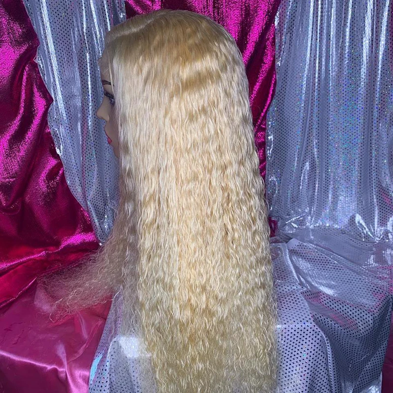 

#613 Blond water wave thin transparent lace wigs Virgin Hair #613 Color Human Hair Blonde lace frontal Wigs pre plucked