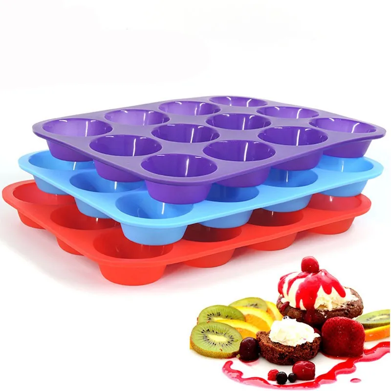 

12 Cup Silicone Muffin Cake Mold Silicone Microwave Oven Cake Pan Pampered Chef Silicone Floral Cupcake Pan, Pantone color