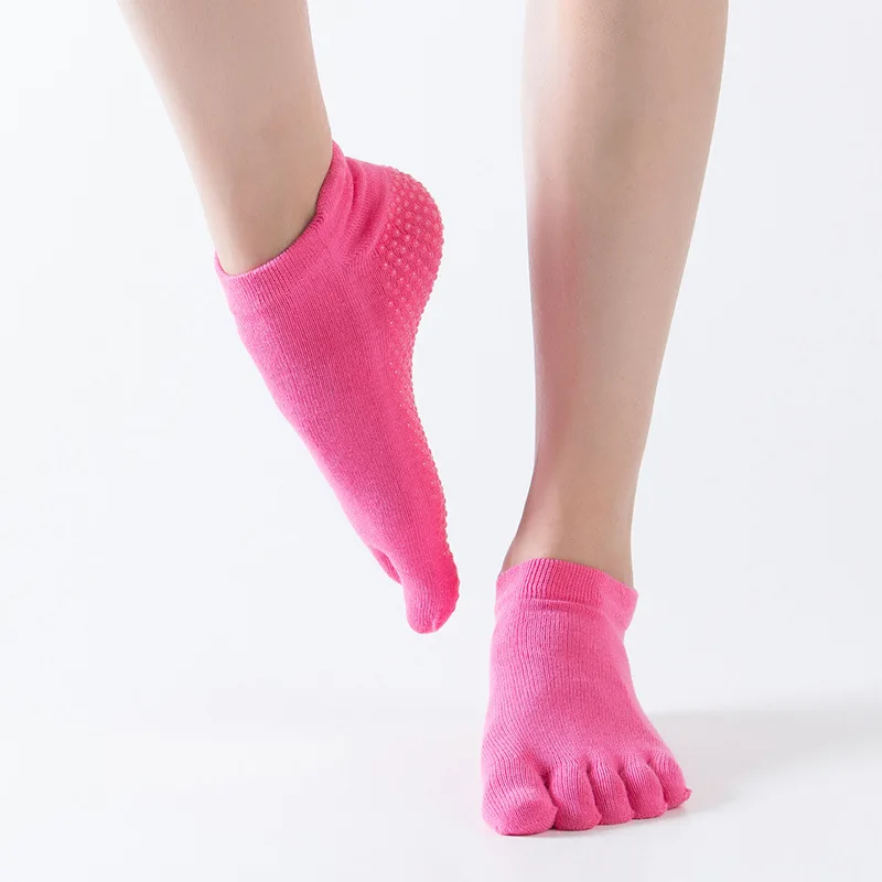 
High Quality Solid Colored Toe Socks Anti Slip Pilates Yoga Socks 