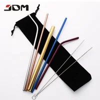 

Eco Friendly Reusable metal 304 stainless steel Drinking straw set With Cleaning Brushes