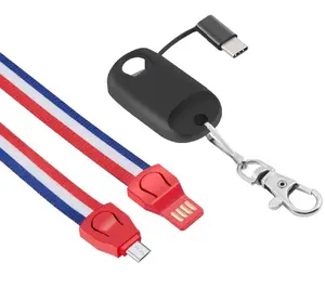 Phone Lanyard Charging Cable, Micro Type C & iOS USB Detachable Neck Strap