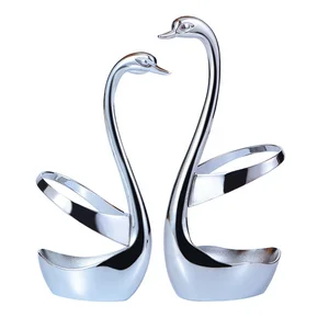 Image of Elegant Zine Alloy Swan Base Holder Fork Spoon Stainless Steel Tableware Set