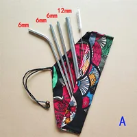 

Reusable Stainless steel metal straws with Cleaning brush Metal Drinking Straw set with brush case packing
