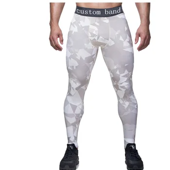 Cheap Custom Printed Mesh Fitness Yoga Pants Men Compression Tights