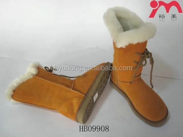 Desain fashion sepatu salju 2019 kulit domba australia 