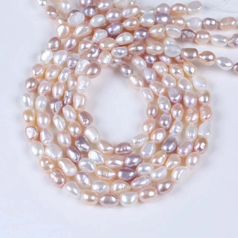 

8-9mm Water White pink purple Freshwater Baroque Cultured Pearl Loose Beads 16"