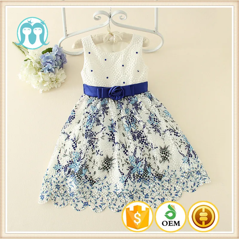 

2017 spring/summer new collection clothing 100-150cm baby dress for baby girl light blue pure dress