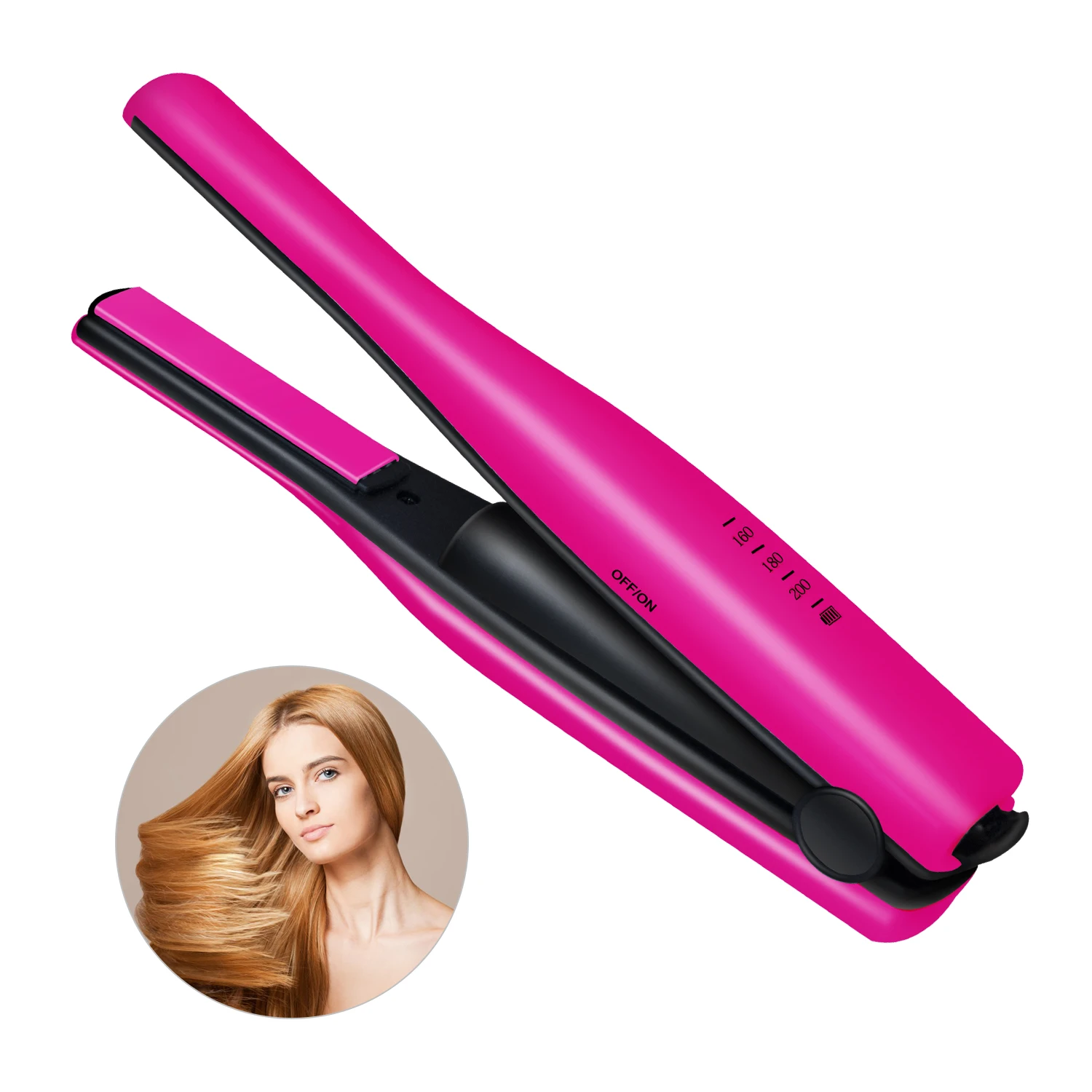 

USB Wireless Rechargeable Cordless Mini Ceramic 2 in 1 Hair Straightener Flat Curling iron, All colors available