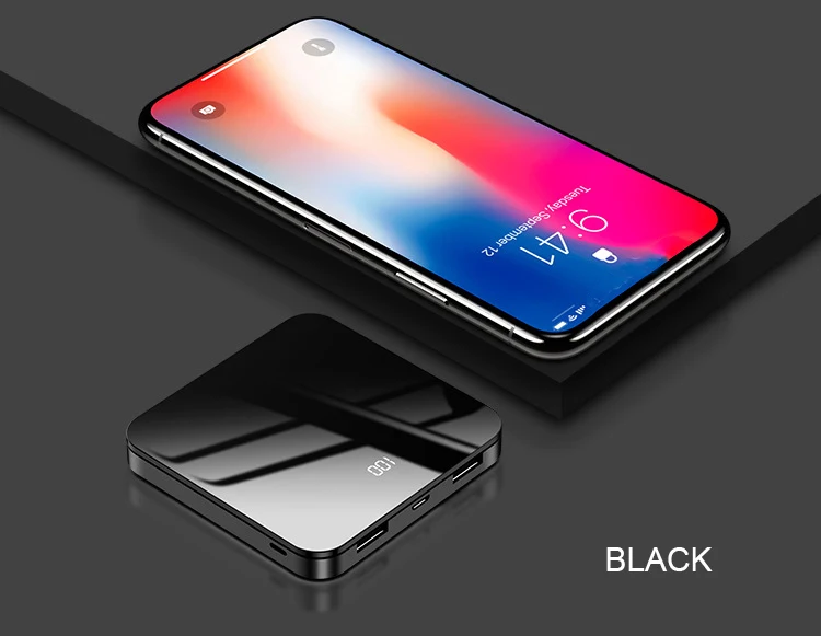 Newest Mini Full Mirror Screen Digital Display Mobile Charger power bank high capacity 10000 mAh - ANKUX.COM