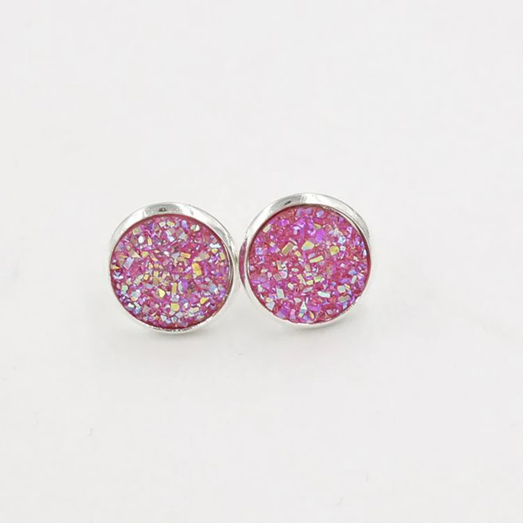

High quality stone ball earrings, low price druzy stud earrings, Black, green,floral printed etc,