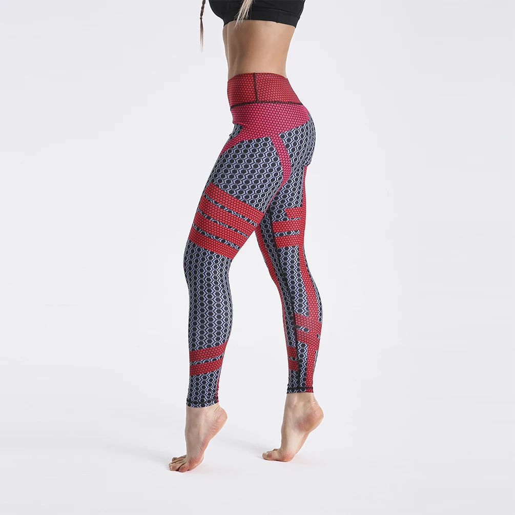 

Drop shipping Casual Personally Leggings Long Pants High Waist Pants Red Black Plaid Print Fitness Quick Drying Clothes, Breathable;stretch and not fade leggings