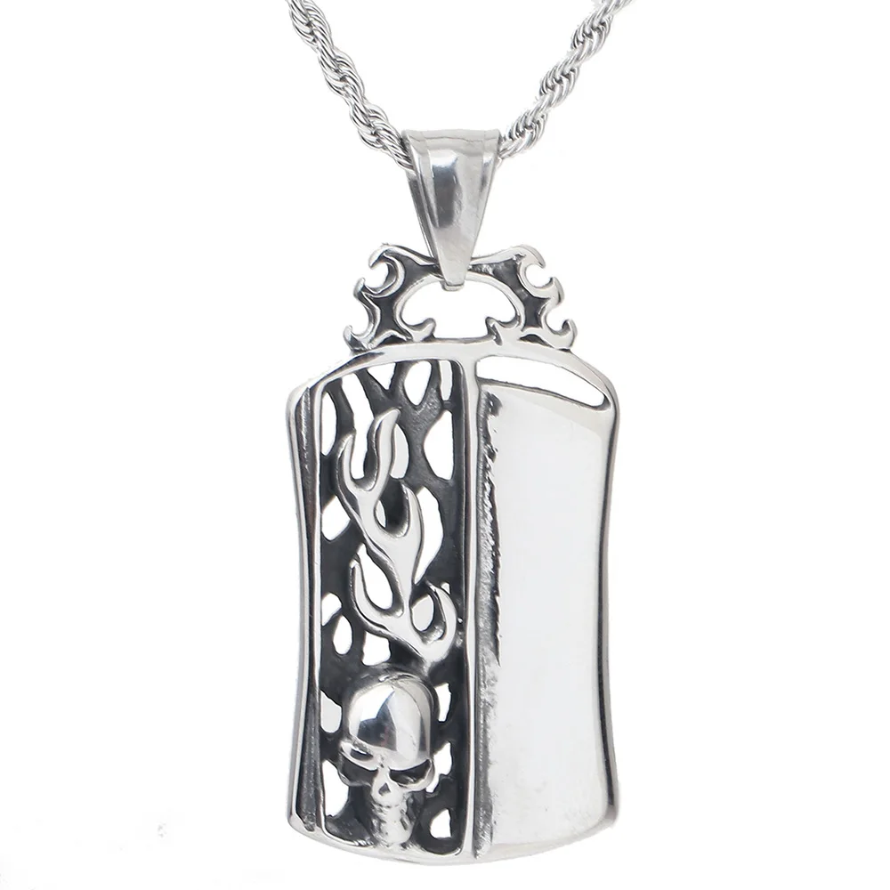 

Jewelry Making Skulls A Pendant Necklace With Fire On The Skull, Steel