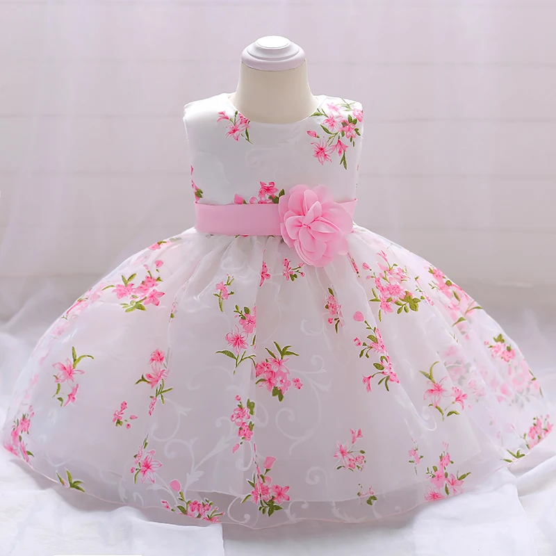 

New Design Fashion Flower Style Newborn Baby Dress Girl Party Frock L1851XZ, Pink