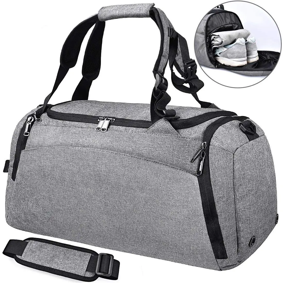 Sports Duffel Bag for Women and Men Water Resistant Nylon Toodou 40L Foldable Barrel Gym Bag with Shoulder Strap 