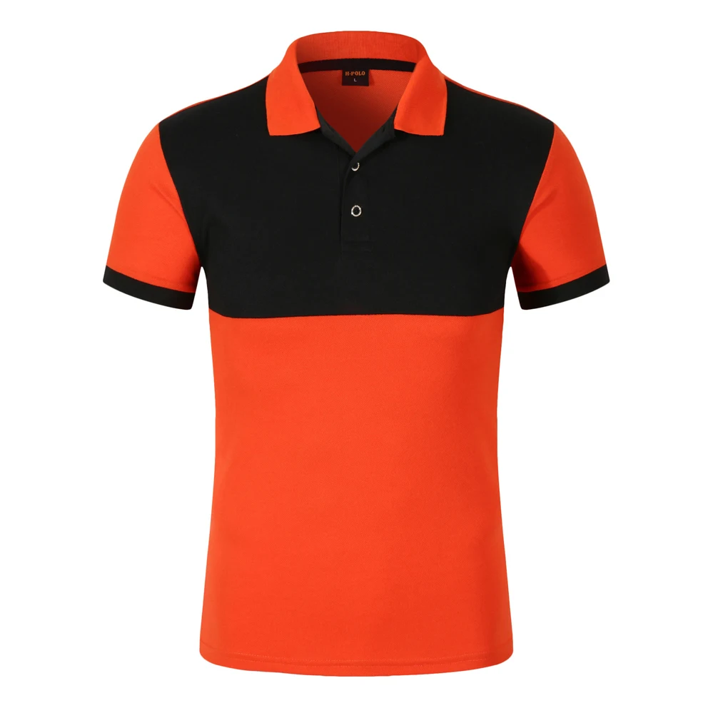 Plain Dyed Technics Black Red Collar Design Organic Cotton Polo Shirt