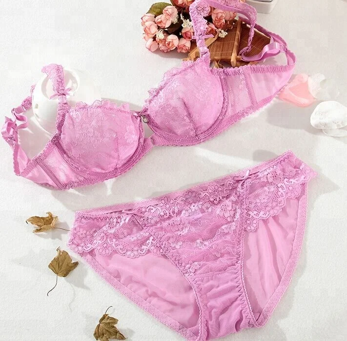 
B1006 Cheapest Price Sweet Girl Ladies Lace Net Bra and Panties Set 