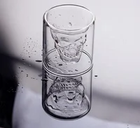 

Wholesale Mini 25ml Insulated double wall glass cup, Skull Bear Mug, skull cup