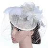 Wholesale European Wedding Ostrich hair Linen Hat British Bridal Hat Hand-made Feather Hat