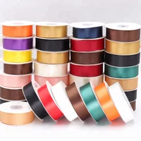 

Ribbon factory wholesale custom solid color polyester single faced satin ribbon