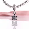 Star Pave Dangle Charm Pendant Silver 925 Flat Charms For Women Jewelry Pendant Bead DIY