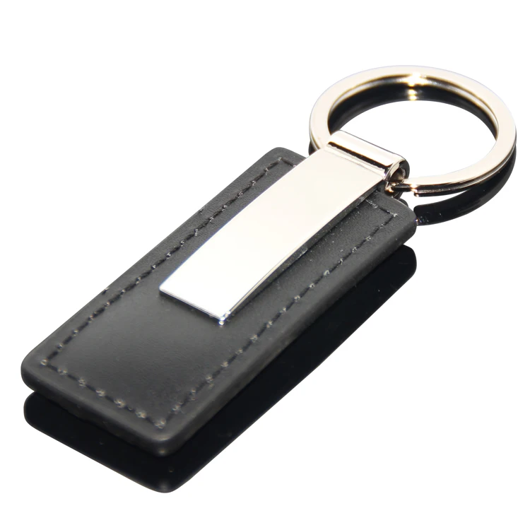 Black Pu Leather Key Ring Keychain Men Simple Key Chain Holder Keyfob ...