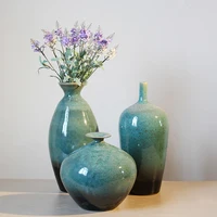 

Handmade color glazed Emerald green ceramic table flower vase