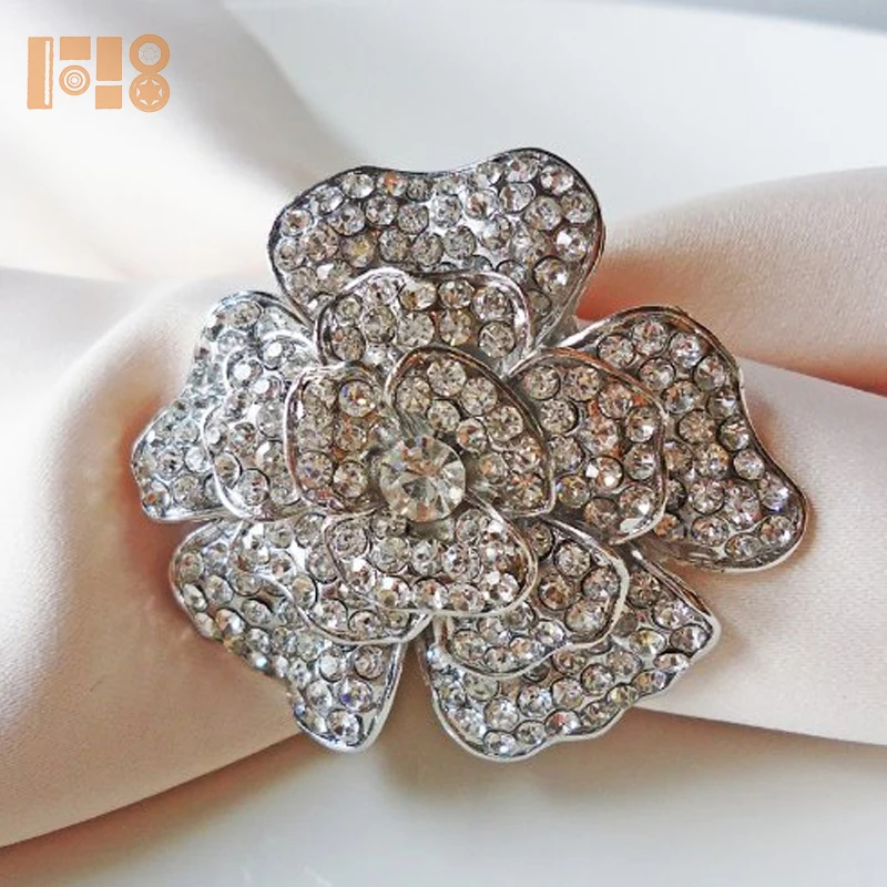 

Flower Rhinestones Napkin Rings for Wedding Table Decoration Supplies