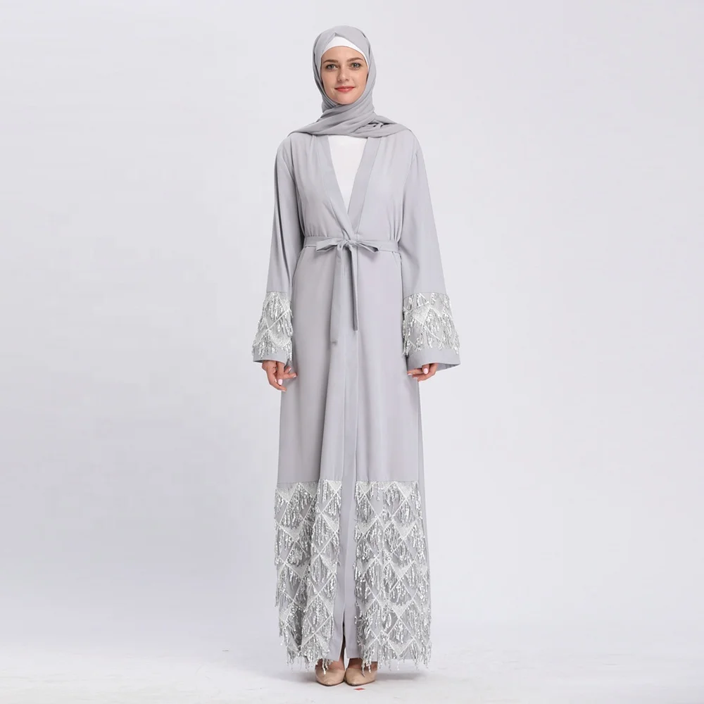 

Hot selling islamic clothing high quality soft crepe with shining sequin abaya turkish women clothing, Pink,gray,black