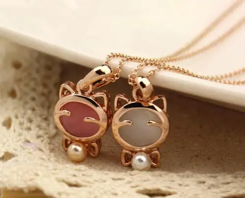 

Hot Sell necklace Plating Super Cute Lucky cat Opal Cat Jewelry, N/a