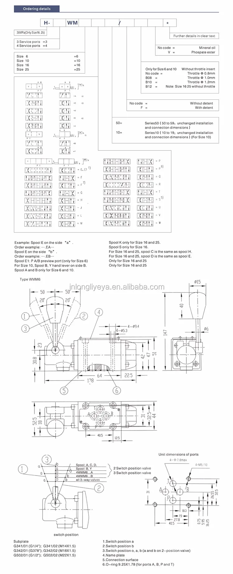 4WMM6 hydraulic rexroth type manual directional control truck valve with hydraulic joystick control
