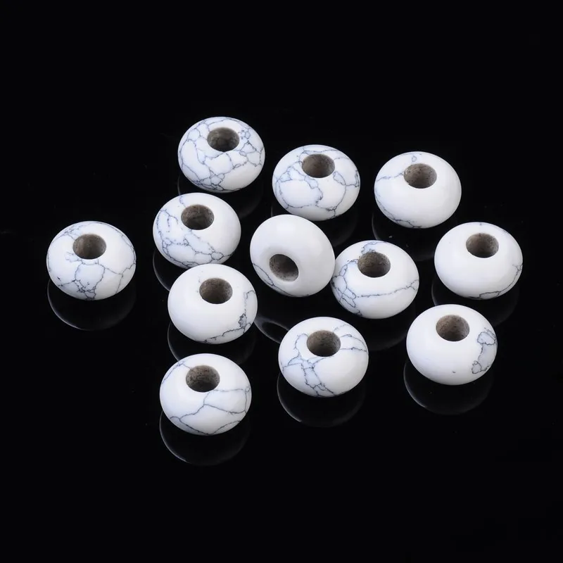 

PandaHall Gemstone European Natural Large Hole Howlite Beads