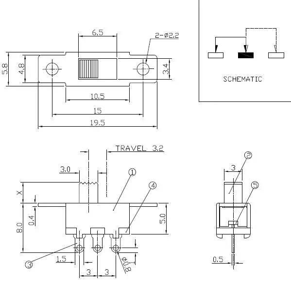 Black Spdt Switch Micro Toggle Switch On-off Miniature Slide Switches ...