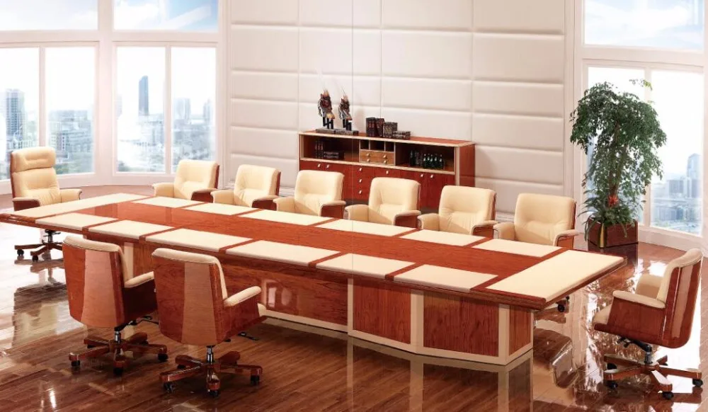 High Gloss Veneer Luxury Conference Table 6 M 7m 8 M 10 M For Office ...