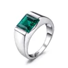 JewelryPalace 2.2ct Created Russian Nano Green Emerald Men Square Engagement Ring 925 Sterling Sliver