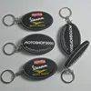 Customized double sides 3d logo rubber key chains, oval shape soft rubber key ring