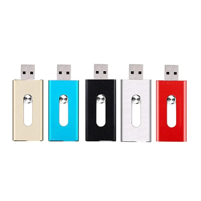 

Promotional 3 In 1 Otg Usb Flash Drive Oem Metal Case Slider Usb Memory Stick Pendrive For Iphone Apple Android Smart Phone, N/a