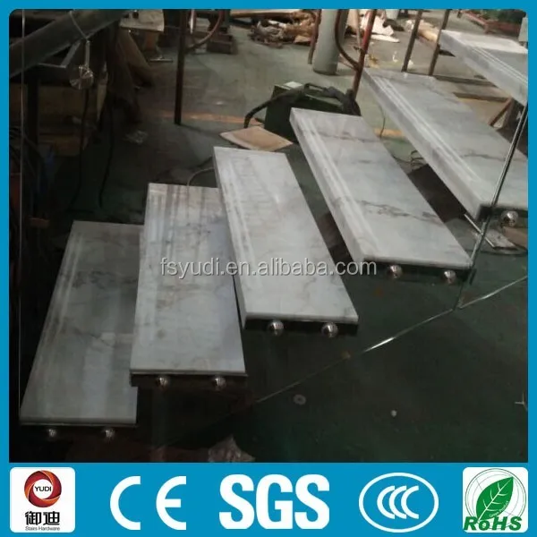 single stringer marble straight stairs