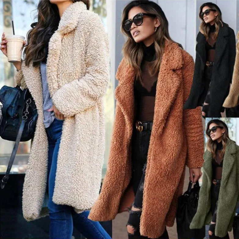 
Wholesale Latest New Fashion Design Women Wool Casual Winter Faux Fur Coat 