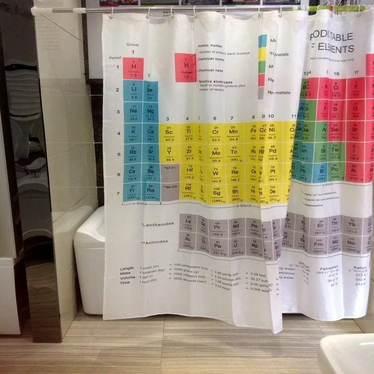 Amazon Bestseller Periodic Table Shower Curtain From Mildew