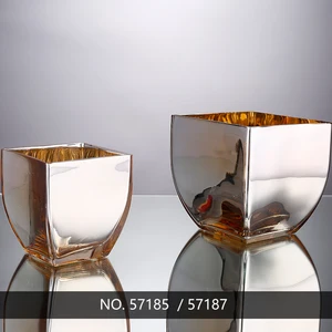 wholesale handblown home table centerpiece mirror square modern glass gold vase