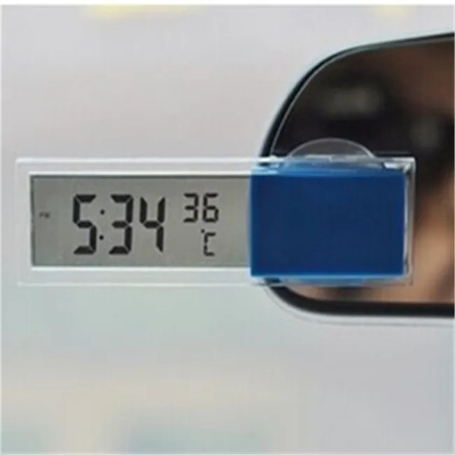 Transparent Digital LCD Car Windscreen Temperature Thermometer Suction Cup 