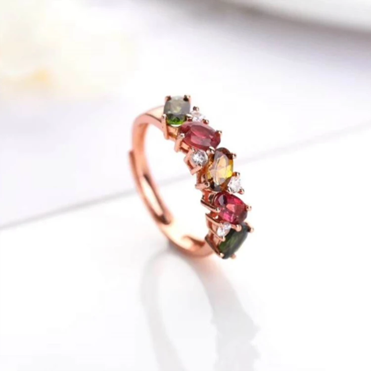 

thumb ring woman 18k gold plated 925 sterling silver natural tourmaline ring for women 5925 silver ring, Colors