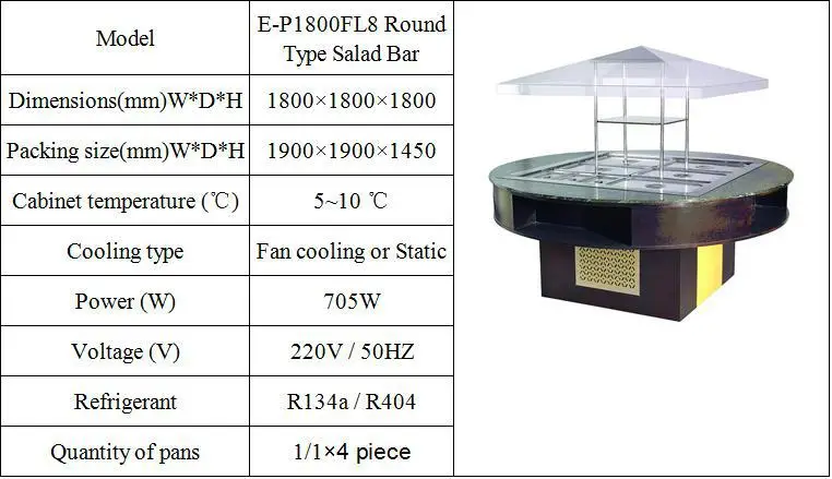 Luxury Wooden Salad Bar Counter Refrigerated Commercial Wood