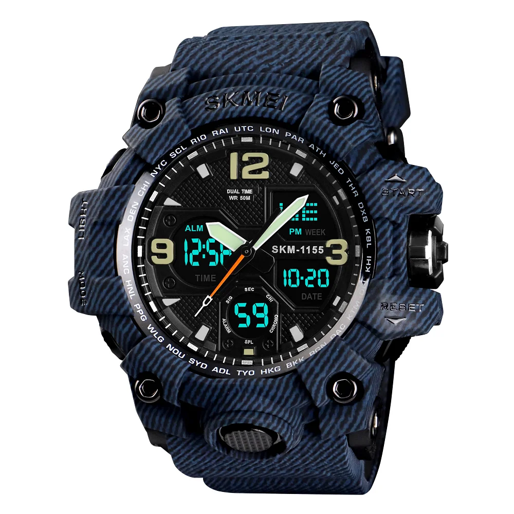 

SKMEI 1155B new watches men wrist 2018 chronograph movement wristwatches outdoors digital sport watch, 7 colors