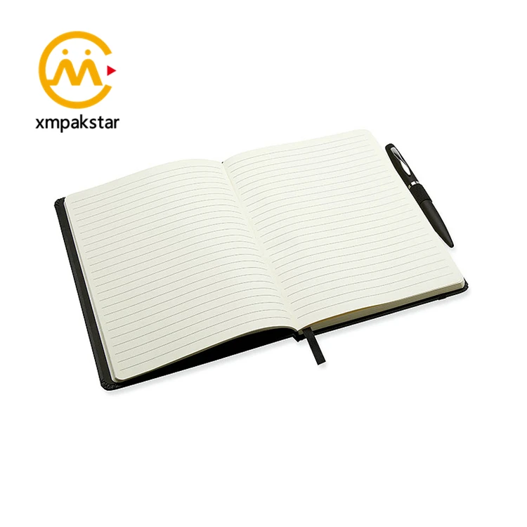 Color edges pu leather cover perfect binding journal with pen holder