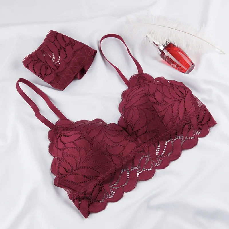 Factory Direct Sales Sexy Wire Free Bralette Women Underwear Lace Bra Set push up bra in bra & brief sets 32 34 36 38