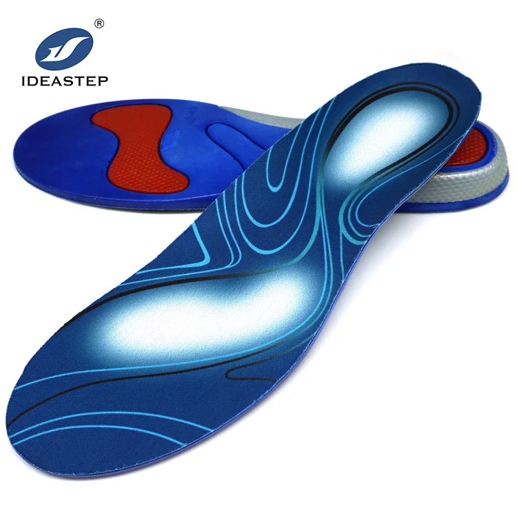 

Ideastep hotselling custom logo best comfort shock absorbing gel field pain relief sport cushioning pu shoe insole, Blue