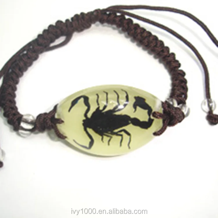 

Handmade insect specimen scorpion glow in the dark hand woven bracelet