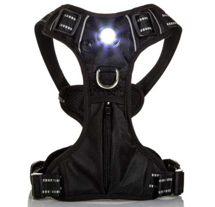 

Factory Price USB Rechargeable No Pull led glow dog harness, Customized